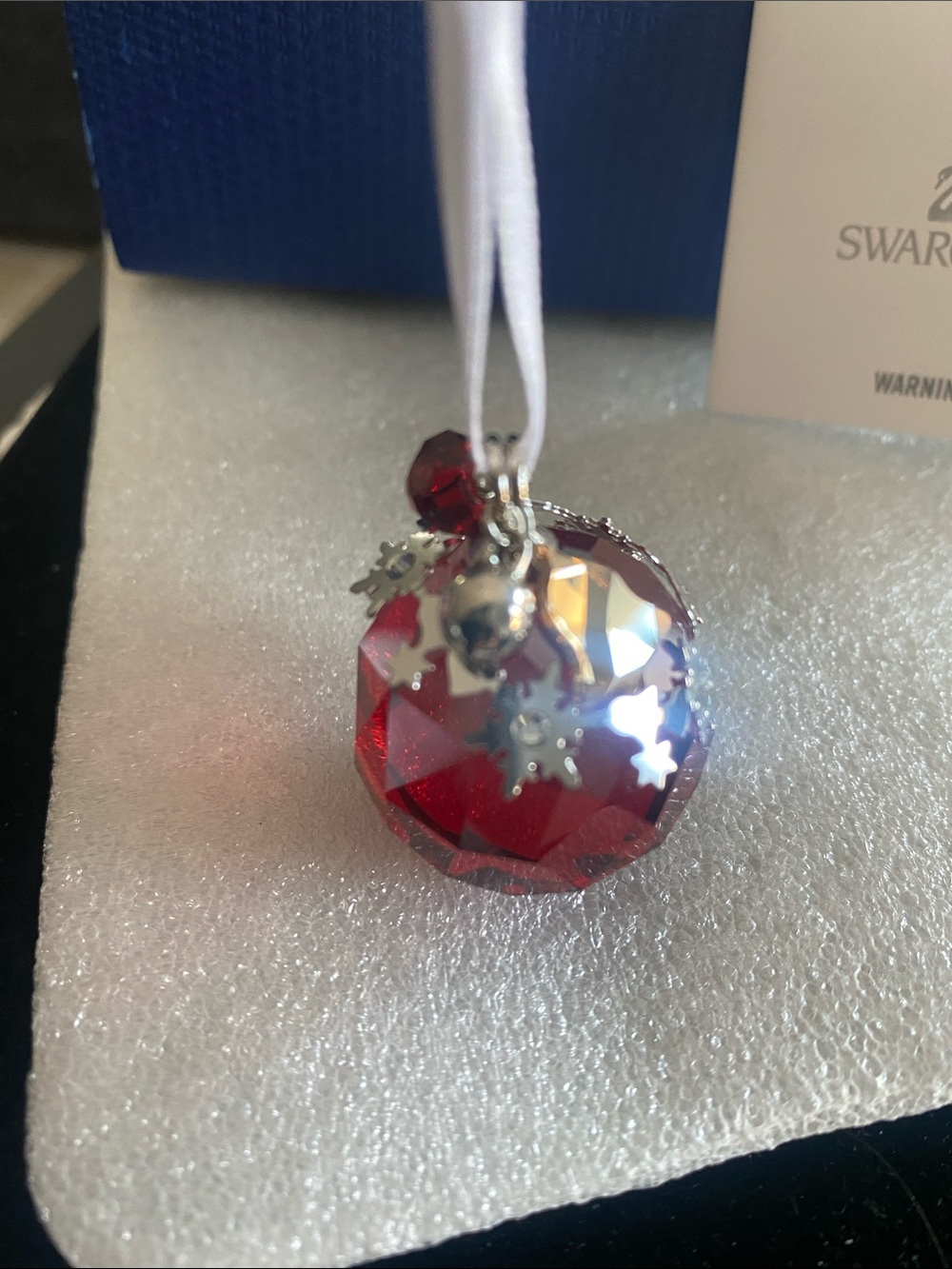 Swarovski Deep Red Faceted Crystal Pendant with Silver Stars - Picture 3 of 7